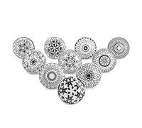 Ajuny Lot de 10 Boutons de Meuble en Céramique Noir et Blanc - Poignées Imprimées Fait Main pour Armoires de Cuisine, Placards de Salle de Bain, Tiroirs & Commode - Poignées Décoratives