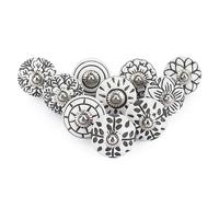 Ajuny Lot de 10 boutons en céramique, blanc ciselé avec motifs floraux anciens peints à la main, finition brillante, pour armoire, commode, meuble