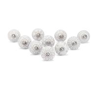 Ajuny Lot de 10 Boutons en Céramique Blanc Peints pour Portes de Placard et Meubles pour Armoires de Cuisine Salle de Bain Tiroirs de Commode Décoratifs en Poterie Faits à la Main