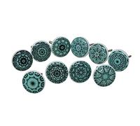 Ajuny Lot de 10 boutons en céramique faits à la main, vert, pour commode, tiroir, armoire de salle de bain, placard de cuisine