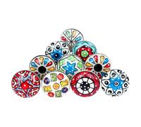 Ajuny Lot de 10 Boutons d'armoire en Céramique Multicolores Bouton de Tiroir de Forme Ronde Poignée de Traction pour Placard de Cuisine Avec Vis - Poignées de Tiroir Matériel Chromé