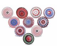 Ajuny Lot de 10 Boutons en Céramique Multicolores Imprimés pour Portes de Placard Tiroirs et Meubles pour Armoires de Cuisine Salle de Bain Commode Bouton Décoratifs en Poterie Faits à la Main