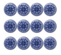 Ajuny Lot De 12 Boutons De Meuble En Céramique Bleu Avec Finition Brillante