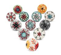 Ajuny Lot de 12 Boutons en Céramique Multicolores Peints à la Main Poignées Décoratives à Pois pour Armoires Tiroirs Placards de Cuisine Commodes Meubles de Finition Brillante