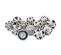Ajuny Lot de 12 Boutons en Céramique Noirs et Blancs Peints à la main Motif Floral pour Armoires de Cuisine Armoires de Salle de Bain Tiroirs Coffre Poignées en Poterie Boutons Décoratifs