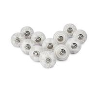 Ajuny Lot de 12 boutons en céramique peints à la main, gris et blanc, motif floral ancien, finition brillante, pour commodes et meubles