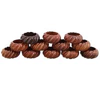 Ajuny Lot de 12 ronds de serviette en bois faits à la main pour décoration de table de fête