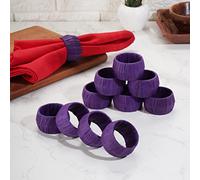 Ajuny Lot de 12 Ronds de Serviette en Raphia et Rotin Violet - Anneaux Décoratifs 1,5" pour Serviettes de Table en Tissu ou en Papier Mariage Dîner Fête et Décoration de Salle à Manger