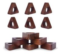 Ajuny Lot de 12 Ronds de Serviette Triangulaires en Bois Faits à la Main élégants et Décoratifs de 3.8 cm pour Décoration de Table Dîner Mariage Fête Dîner
