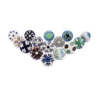 Ajuny Lot de 15 Boutons en Céramique - Poignées de Meuble Peintes à la Main avec Motifs Floraux Multicolores, Boutons Décoratifs pour Tiroirs, Placards, Armoires de Cuisine et Commodes