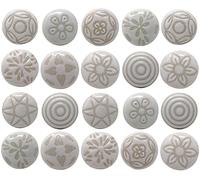 Ajuny Lot de 20 Boutons de Meuble en Céramique Blanche Vintage - Poignées de Porte et Tiroir Fabriquées à la Main pour Commode, Placard, Armoire, Cuisine, Chambre et Salle de Bain