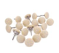 Ajuny Lot de 20 Boutons de Meuble en Céramique Jaune Clair - Poignées Décoratives Fait Main pour Commode, Tiroir, Armoire, Placard, Cuisine et Salle de Bain, Ferrures d’Ameuble avec Vis
