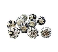 Ajuny Lot De 20 Boutons De Meuble En Céramique Noir Et Blanc Décoratives