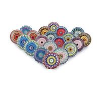 Ajuny Lot de 20 Boutons Décoratifs en Céramique à Imprimé Floral Multicolore pour Portes d'armoires Tiroirs Placards Meubles de Cuisine Salle de Bain et Commode Finition Brillante
