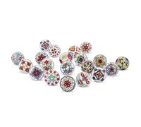 Ajuny Lot de 20 Boutons en Céramique Multicolores Imprimés pour Portes de Placard Tiroirs et Meubles pour Armoires de Cuisine Salle de Bain Commode Tiroirs Boutons Décoratifs en Faits à la Main