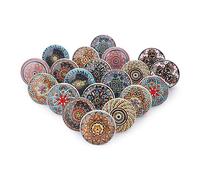 Ajuny Lot De 20 Vintage Multicolore Boutons De Meuble Céramique Fleur Style