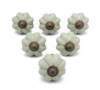 Ajuny Lot de 6 Boutons Décoratifs en Céramique Peints à la Main Vert Pastel pour Placard Tiroir et Meubles pour Armoires de Cuisine Salle de Bain Commode Finition Brillante Motif Citrouille