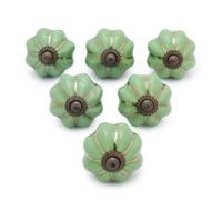 Ajuny Lot De 6 Fait À La Main Verte Citrouille Meuble Bouton En Céramique