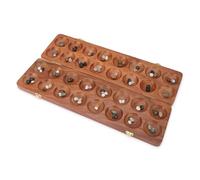 Ajuny Mancala en Bois, Grand Plateau Pliable avec 96 Pierres Multicolores
