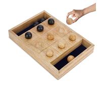 Ajuny Morpion à Boules en Bois 30,5 cm, Jeu de Stratégie avec Rangement
