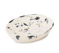 Ajuny Ovale Porte-Savon en Résine Support avec Drainage pour Savons Solides | Éponges Porte-Savon Antidérapant Plateau de Rangement pour Salle de Bain Douche de Accessoire et Évier de Cuisine Noir Blanc