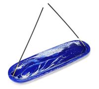 Ajuny Porte Encens pour Bâtons Brûleur d'encens en Résine Récupérateur de Cendres Accessoires de Méditation de Yoga Spirituel Maison Bureau Spa Hôtel Cadeau Parfumé Bleu 10.5 Pouces