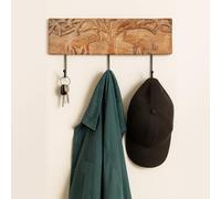Ajuny Porte Manteau Mural en Bois avec 3 Crochets et Deux éléphants Conception pour Suspendre des Vêtements Peignoirs Serviettes Manteaux Décoration d'intérieur Cadeaux - 37.5 X 21 CM