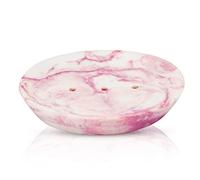 Ajuny Porte Savon en Résine Auto Drainant pour Barre de Savon éponge Plateau de Rangement pour évier de Cuisine Salle de Bain Facile à Nettoyer Blanc Rose