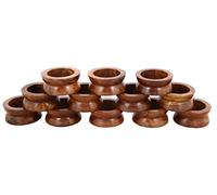 Ajuny Rond de Serviette en Bois Faits Main Lot de 12, Porte-Serviettes Style Tambour Ø 3,8 cm (1,5”), Décoration de Table Bohème Rustique pour Mariage Fête et Quotidien Cadeau