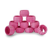 Ajuny Rond de Serviette en Rotin Raphia Fait à la Main Rond Décoratif 1.5" Porte Serviettes pour Décoration de Table Salle à Manger Mariage Dîner Fête Décoration de Table- Rose, Lot de 12