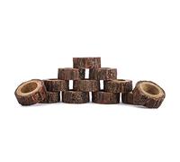 Ajuny Ronds de Serviette en Bois, Élégant Naturelle Style Écorce Lot de 12