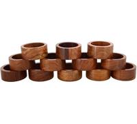 Ajuny Ronds de Serviette en Bois - Lot de 12 Faits Main Ø intérieur 3,8 cm, Porte-Serviettes Décoratifs pour Table, Dîner, Mariage & Réceptions, Style Naturel Rustique, Usage Quotidien