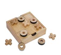 Ajuny Tic Tac Toe Jeux Société Classiques pour Enfants et Adultes Boîte Rangement Décorative Table Basse Bois de Décoration de Bureau de Salon Jeu de Voyage de Nuit Famille Cadeaux 5.5 Pouces