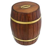 Ajuny Tirelire en Bois en Forme de Tonneau Faite à la Main, Boîte à Monnaie décorative pour économiser de l'argent, Cadeaux pour Enfants et Adultes, Gardien de Trésor 7x5x5 Pouces