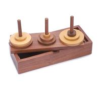 Ajuny Tour de Hanoï en Bois de Neuf étages Jeux de Société avec Boîte de Rangement pour Casse Tête Jeux de Logique Jeu éducatif Fait à la Main à 9 Anneaux pour Enfants et Adultes