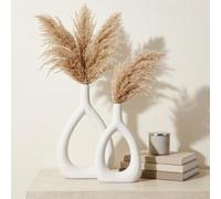 Ajuny Vases en Céramique pour Décoration Table Blanc Design Ovale Lot De 2