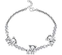 Ajustable Femmes Curseur Bracelet Bijoux Mode Décoration Argent Unisexe Insertion Réglable Zircon Zircon Animal Éléphant Charme Argent Bracelet pour Femmes Fille Fête Anniversaire Cadeau