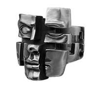 Ajustable Ring, Vintage 3D Face Design, Abstract Gothic Statement Jewelry for Women, Unique Open Band Rings for Vacation, Beach, Formal, Wedding, Festival, Everyday Outfits Use