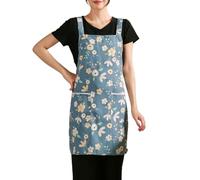 Ajustables Tablier Cuisine Femme en Coton Et Lin avec 2 Poches pour Cuisine, Jardinage, Restaurant, BarbecueBlue,One Size