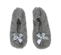 Ajvani Femmes élastique toison fourrure hiver nœud chaussons pantoufles chaussettes antidérapantes pointure large 7-8