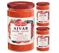Ajvar Lot de 3 sauces en verre épicé pour sauce traditionnelle 690 g