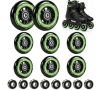 Ajxwde Lot de 8 Roues de Rollers en Ligne, 80mm, Roues de Patinage 88A SHR PU, Roulettes de Roller Avec Roulements ABEC 9, Roues de Rechange pour Roller Pour K2 Gonex Hudora Apollo Inline Skate