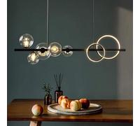 AJYBYUKJ Base LED 5 Flammes Boule de Verre Lampe Suspendue LED Table à Manger Suspension réglable en Hauteur Industrielle Suspension Compatible avec îlot de Cuisine Beauty Comes