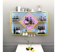 AJYBYUKJ Casier à vin Mural Suspendu Industriel à LED avec Support de Rangement pour la Maison Bar Salle à Manger Cuisine Couleur Or avec LED Taille: avec LED Beauty Comes