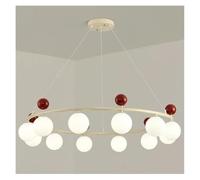 AJYBYUKJ Chaner, Moderne créatif Verre Blanc coloré métal LED Chaner Salon Restaurant Chambre Cuisine Suspension Lampe décoration éclairage (B-7 Boules-Vert) (A12 BallsWHITE) Beauty Comes