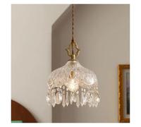 AJYBYUKJ Français rétro Verre Suspension intérieur LED Luxe Art Lustre Chambre Bar Restaurant Table Suspension avec E14, Salle à Manger contemporaine Beauty Comes