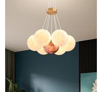 AJYBYUKJ Lampe à Suspension LED 3D Lune et planète Plafonnier créatif pour Chambre d'enfant Chambre et Salon 42 W 3 Modes de luminosité Design de Lustre Lunaire Unique (Luna E Pianeta) Beauty Comes