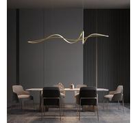 AJYBYUKJ Lampe à Suspension LED dorée à intensité Variable pour Salle à Manger, Lustre linéaire Moderne avec télécommande, luminaire élégant pour Cuisine, Salon, Bureau - 140 cm Beauty Comes