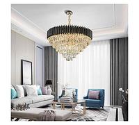 AJYBYUKJ Lampe de Lustre Moderne à LED, Salon de Luxe en métal Noir, Lampes suspendues à LED, Lustre Moderne K9, Lampe Suspendue à LED en Cristal, luminaire d'intérieur à LED, Lustre à LED Moderne,