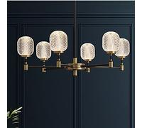 AJYBYUKJ Lampe Suspendue, Tout en Bronze, Lustre de Salon de Luxe, atmosphère postmoderne, Salle à Manger, Lampes suspendues Haut de Gamme, Lampes LED d'europe du Nord, 6 lumières suspendues Modernes